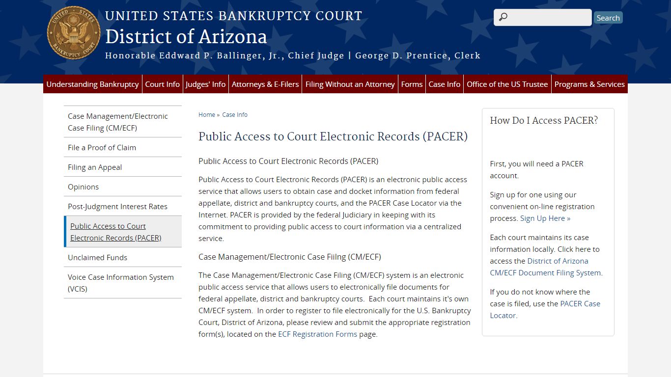 Public Access to Court Electronic Records (PACER) | District of Arizona ...